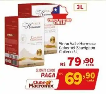 Vinho valle hermoso cabernet sauvignon chileno