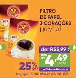 Pais e Filhos Supermercados Filtro de papel 3 corações oferta