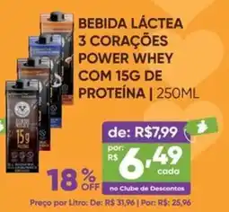 Pais e Filhos Supermercados Bebida Láctea 3 Corações Power Whey oferta