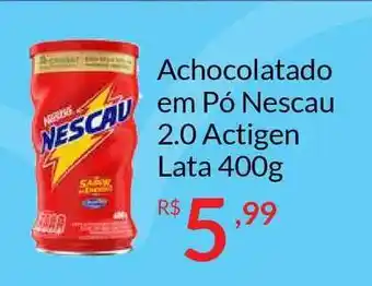 Grupo Formosa Achocolatado Em Pó Nescau 2.0 Actigen Lata 400g oferta