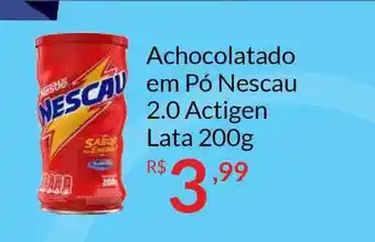 Grupo Formosa Achocolatado Em Pó Nescau 2.0 Actigen Lata 200g oferta