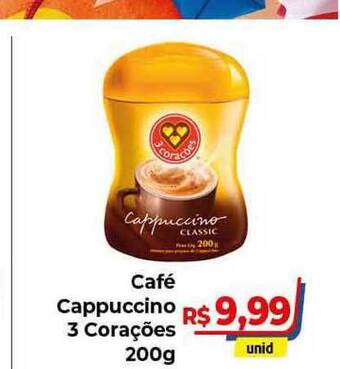 Hiper Moreira Café Cappuccino 3 Corações 200g oferta