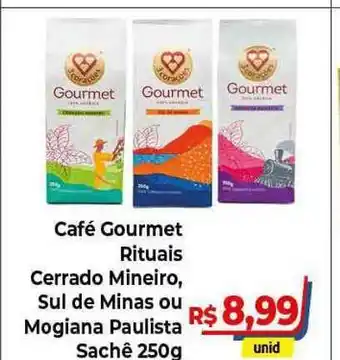 Hiper Moreira Café Gourmet Rituais Cerrado Mineiro Sul De Minas Ou Mogiana Paulista Sachê 250g oferta