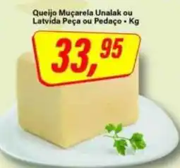 Rede Supermarket Queijo Muçarela Unalak ou Latvida Peça ou Pedaço oferta
