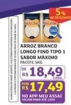 Assaí Atacadista Arte - arroz branco longo fino tipo 1 sabor máximo oferta
