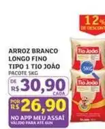 Assaí Atacadista Pai joão - arroz branco longo fino tipo 1 tio oferta