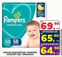 Roldão Pampers - fralda descartável confort sec tamanhos oferta