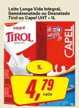 Rede Supermarket Leite Longa Vida Integral, Semidesnatado ou Desnatado Tirol ou Capel UHT oferta