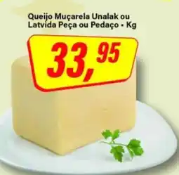 Rede Supermarket Queijo Muçarela Unalak ou Latvida Peça ou Pedaço oferta