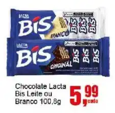 Negreiros Chocolate Lacta Bis Leite ou Branco oferta