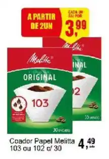 Negreiros Coador Papel Melitta 103 ou 102 c/ 30 oferta