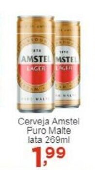 Rossi Supermercado Cerveja Amstel Puro Malte lata 269ml oferta