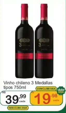 Giga Atacado Vinho chileno 3 medallas tipos oferta