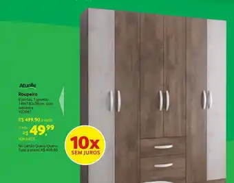 Roupeiro 6 portas, 1 gaveta 149x183x38cm