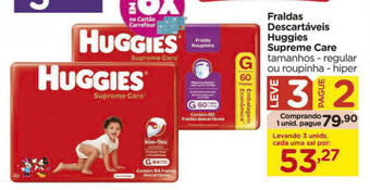 Carrefour Fraldas Descartavel Huggies Supreme Care oferta