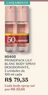 O Boticário Lily - promopack blanc body spray desodorante oferta