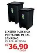 Assaí Atacadista Sanremo - lixeira plástica preta com pedal oferta