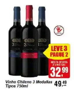 Negreiros Vinho chileno 3 medalhas tipos oferta