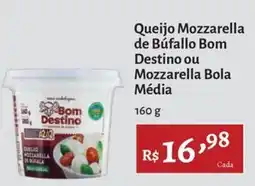 Novo Atacarejo Queijo Mozzarella de Búfalo Bom Destino ou Mozzarella Bola Média oferta