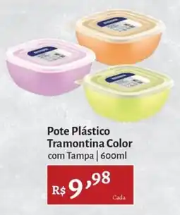Novo Atacarejo Pote Plástico Tramontina Color com Tampa oferta