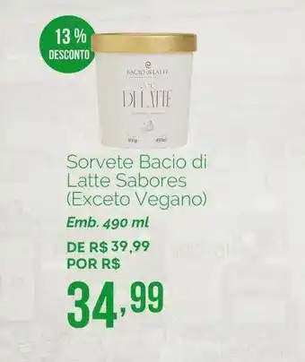 Oba Hortifruti Sorvete Bacio Di Latte Sabores Exceto Vegano 13% Desconto oferta