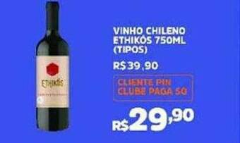 Pinheiro Supermercado Vinho Chileno Ethikos oferta