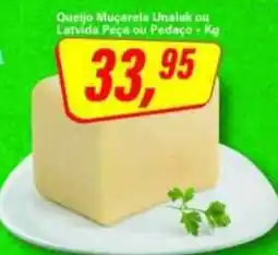 Rede Supermarket Queijo Muçarela Unalak ou Latvida Peça ou Pedaço oferta