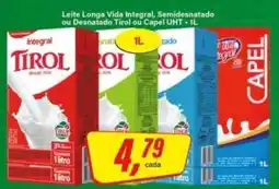 Rede Supermarket Leite longa vida integral, semidesnatado ou desnatado tirol ou capel uht oferta