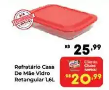 Semar Supermercado Refratário Casa De Mãe Vidro Retangular oferta
