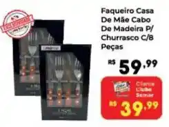 Semar Supermercado Faqueiro casa de mãe cabo de madeira p/ churrasco c/b peças oferta