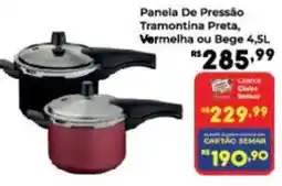Semar Supermercado Panela De Pressão Tramontina Preta, Vermelha ou Bege 4,5L oferta