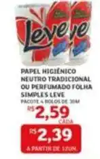 Assaí Atacadista Leve - papel higiênico neutro tradicional ou perfumado folha simples oferta