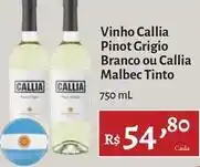 Novo Atacarejo Callia - vinho pinot grigio branco ou malbec oferta