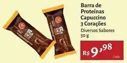 Novo Atacarejo 3 corações - barra de proteínas capuccino oferta