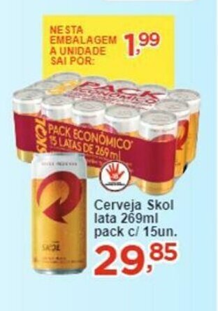 Rossi Supermercado Cerveja Skol Lata 269ml pack c/15 unidades oferta
