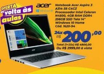 Lojas Becker Notebook Acer Aspire 3 oferta