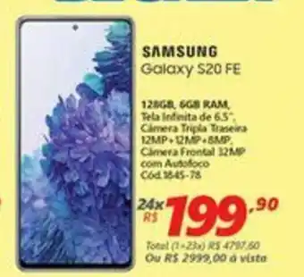 Lojas Becker Samsung Galaxy S20 FE 128GB 6GB Ram oferta