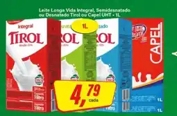 Rede Supermarket Leite Longa Vida Integral, Semidesnatado ou Desnatado Tirol ou Capel UHT oferta