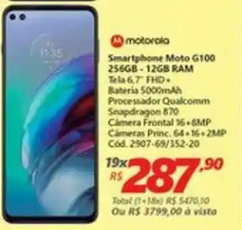 Lojas Becker Smartphone Moto G100 256GB / 128GB Ram oferta