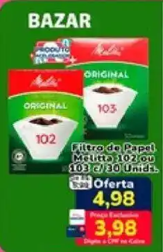 Nagumo Filtro de papel melitta 102 ou 103 oferta