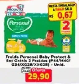 Fralda Personal Baby Protect & Sec Grátis 2 Fraldas