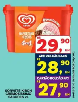 Roldão Sorvete kibon cremosissimo sabores oferta