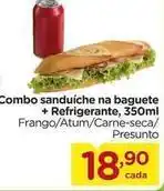 Combo sanduíche na baguete + refrigerante, 350ml