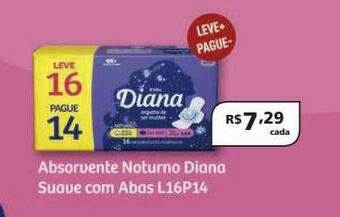 Absorvente Noturno Diana Suave Com Abas L16p14