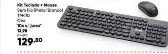 Kit Teclado + Mouse Sem Fio Preto Branco Tm410 Oex