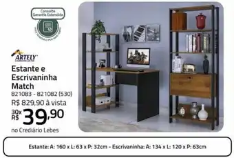 Lojas Lebes Estante e Escrivaninha Match oferta