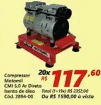 Compressor Motomil CMI 5.0 Ar Direto Isento de oleo