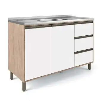 Benoit Balcão Pia Móveis Sul Ibiza 2 Portas 3 Gavetas 120cm oferta