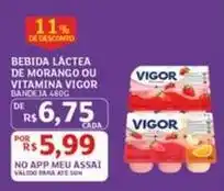 Assaí Atacadista Vigor - bebida lactea de morango ou vitamina oferta