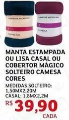 Assaí Atacadista Camesa - manta estampada ou lisa casal ou cobertor mágico solteiro camesa cores oferta